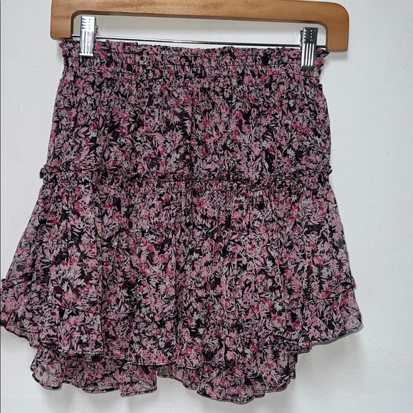 MISA Los Ángeles Marion Pink Floral Smocked, tiered floral Mini Skirt size XS - Picture 2 of 7